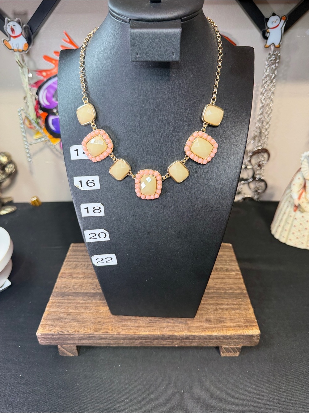 Liz Claiborne Gold-Tone Beige and Pink Statement Necklace - Women Jewelry LC1